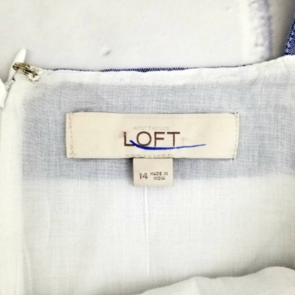 Loft Blue & White Striped Pleated Skirt Dress - Picture 6 of 6